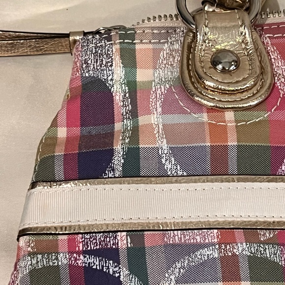 Coach Poppy Madras Large Handbag Tote, Exc Cond. - Picture 4 of 9